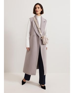 Phase Eight Darcy Double Faced Wool Sleeveless Coat - Natural