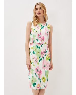 Phase Eight Effie Floral Scuba Dress - White
