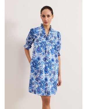 Phase Eight Azelia Cotton Dress - Blue