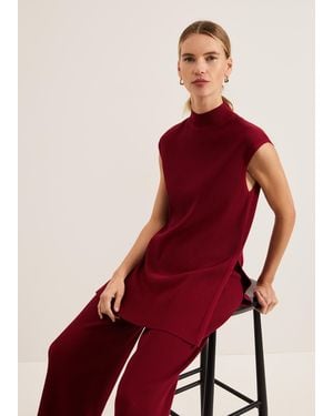 Phase Eight Lori Ribbed Knitted Tunic Top - Red
