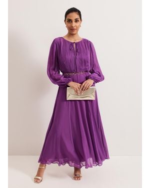 Phase Eight Petite Amal Pleated Bodice Maxi Dress - Purple
