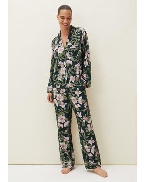 Phase Eight Pina Floral Print Pyjama Set - White
