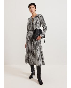 Phase Eight Eleni Circle Jacquard Midi Dress - White