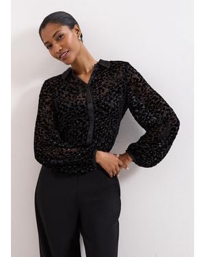 Phase Eight Della Burnout Shirt - Black