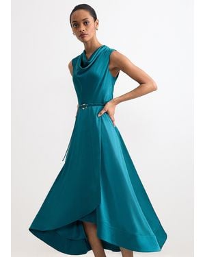 Phase Eight Sabrianna Satin Cowl Neck Midi Dress - Blue