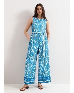 Phase Eight Petite Cyra Printed Jumpsuit - Blue