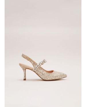 Phase Eight Glitter Embellished Pointed Slingback - Natural