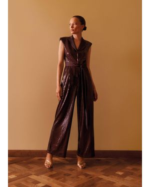Phase Eight Ivey Sequin Jumpsuit - Natural