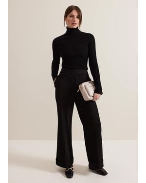 Phase Eight Petite Trixie Turn Up Hem Trouser - Black