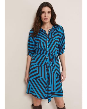 Phase Eight Rosella Striped Mini Dress - Blue