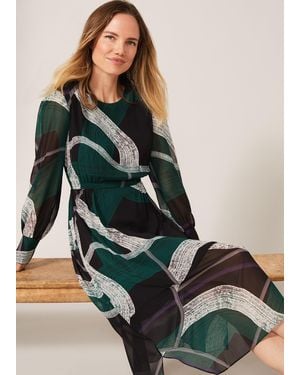 Phase Eight Saoirse Swirls Chiffon Dress - Green