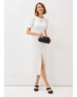 Phase Eight Niccola Fitted Belted Midaxi Dress - Natural