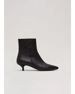 Phase Eight Leather Kitten Heel Boot - Black