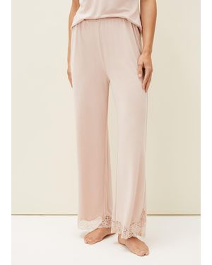 Phase Eight Marlie Lace Pyjama Wide Leg Trousers - Natural
