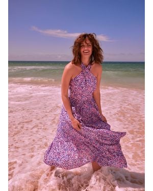 Phase Eight Gemmi Cotton Almond Print Halterneck Dress - Pink