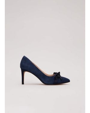Phase Eight Suede Bow Front Court Shoe - Blue