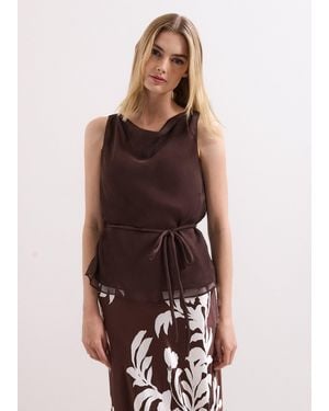 Phase Eight Hazel Silk Sleeveless Top - Brown