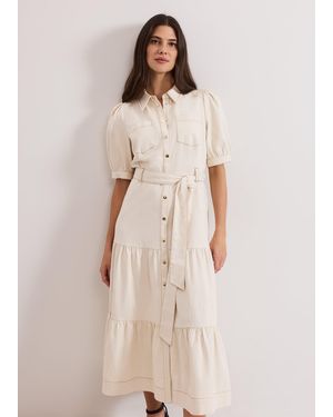 Phase Eight Danah Denim Tiered Dress - Natural
