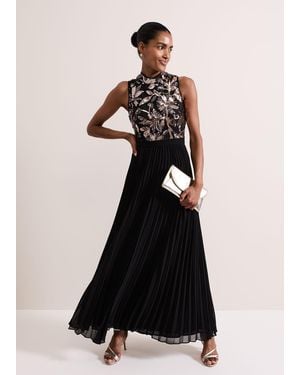 Phase Eight Emalise Sequin Pleat Maxi Dress - Black