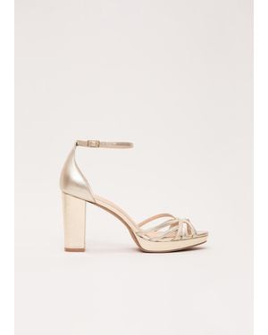 Phase Eight Leather Strappy Platform Sandals - Natural