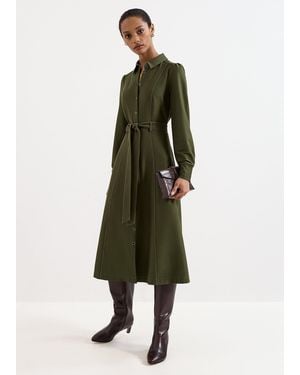 Phase Eight Avenly Long Sleeve Midi Shirt Dress - Green