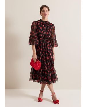 Phase Eight Petite Lela Floral Textured Midi Dress