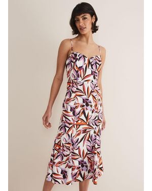 Phase Eight Sammie Leaf Print Fit And Flare Midi Dress - White