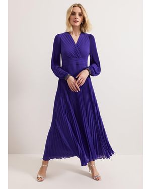 Phase Eight Vila Beaded Pleated Maxi Dress - Blue