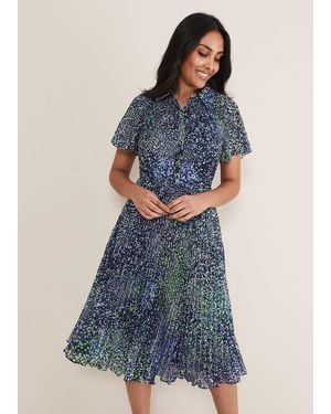 Phase Eight Petite Amelia Ditsy Shirt Midi Dress - Blue