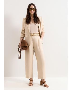 Phase Eight Elena Belted Tapered Linen Blend Trouser - Natural