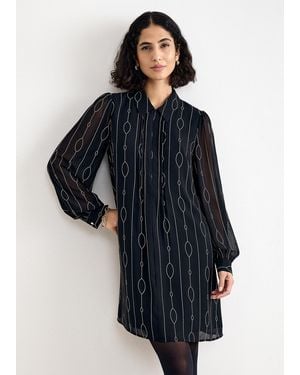 Phase Eight Candice Geo Long Sleeved Mini Dress - Blue