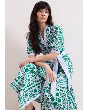 Phase Eight Trinity Heart And Floral Midi Shirt Dress - Green