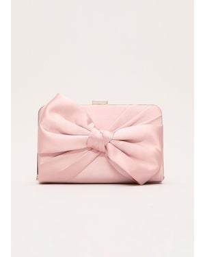 Phase Eight Satin Knot Front Box Clutch Bag - Pink