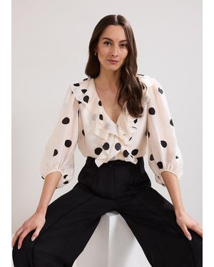Phase Eight Jaqlyn Spot Blouse - Black