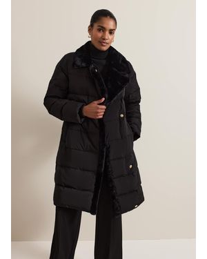Phase Eight Kim Midi Fur Collar Puffer Coat - Black