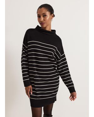 Phase Eight Skylar Stripe Funnel Neck Jumper Dress - Black