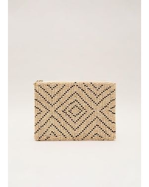 Phase Eight Beaded Clutch Bag - Natural