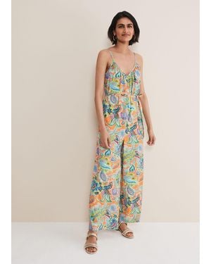 Phase Eight Lou Printed Paisley Boilersuit - White