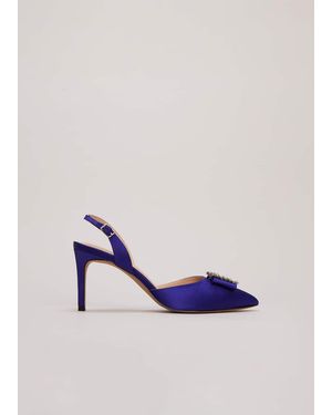 Phase Eight Satin Embellished Slingback Heels - Blue