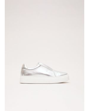Phase Eight Leather Slip On Trainer - Natural