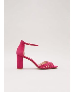 Phase Eight Suede Lattice Block Heel - Pink