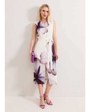 Phase Eight Nina Placement Linen Dress - Pink