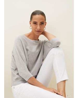 Phase Eight Cristine Batwing Fine Knit Jumper - Grey
