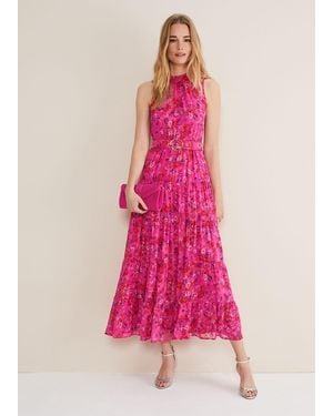 Phase Eight Kara Floral Tiered Maxi Dress - Pink