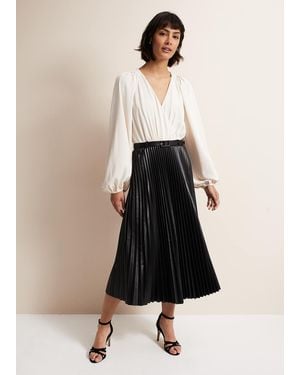Phase Eight Charlotta Faux Leather Midi Dress - Natural