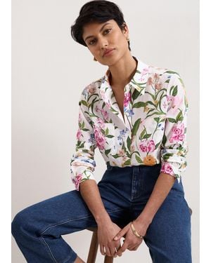 Phase Eight Maddelena Floral Print Shirt - White