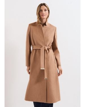 Phase Eight Petite Charlotte High Neck Wool Coat - Natural