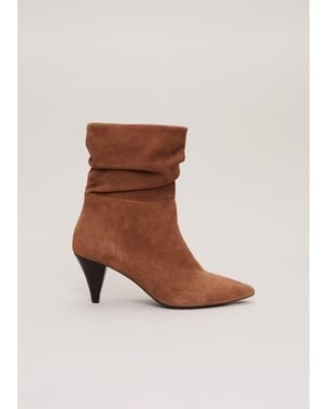 Phase Eight Suede Cone Heel Western Boot - Brown