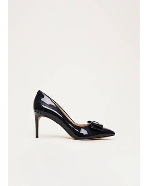 Phase Eight Patent Bow Court Shoe - White