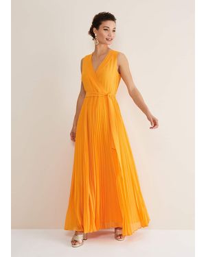 Phase Eight Mollie Pleat Maxi Dress - Orange